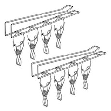 上層長方形掛式橡膠手套架掛勾 4勾, 銀, 2個