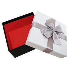 홀마크 리본 정사각형 선물상자 중, 화이트, 1개