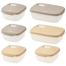 SiliPot 優質矽膠現代冷凍飯保存密封副食品方形淺米色 2入+現代米色 2入+長方形淺米色+現代米色容器組, 方形(淺米色370ml*2+現代米色370ml*2)+長方形(淺米色620ml+現代米色620ml), 1組