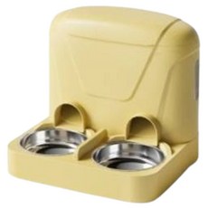 PASTEL PET 寵物大容量雙槽半自動餵食器, 黃色, 1個