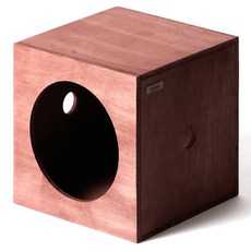 kmmmmm 貓咪手工木製方塊圓形躲貓貓屋, 1個, 巧克力棕