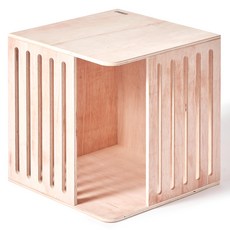 kmmmm 貓咪手工木製格柵型躲貓貓屋, 1個, 自然原木色