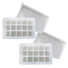 廚房專用矽膠製冰盒 方形15格, 2個, 白色