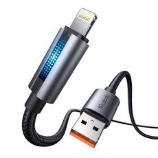 맥도도 브리딩 라이트 8핀 고속충전 케이블, 1개, 블랙, 1.2m