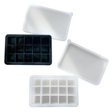 부엌다옴 실리콘 아이스몰드 사각 15구 2종, 화이트, 블랙, 1세트