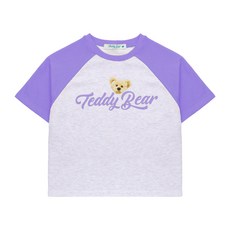 테디베어 여성용 컬러 레터링 배색 래글런 반팔 티셔츠 TBONHSD20070