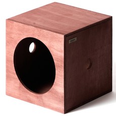 kmmmm 貓咪手工木製方塊圓形躲貓貓屋, 1個, 巧克力棕