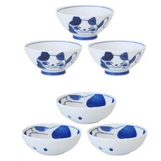 廚房Daom貓咪飯碗 4人組, 中碗 3入+大碗 3入, Mike貓咪款, 1組