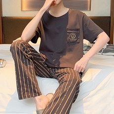 스타일컨택트 남성용 데일리 반팔 긴바지 잠옷 세트 TM-52205