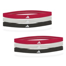 adidas 愛迪達 運動髮帶 3種組合組, 黑色+灰色+Powerberry, 2組