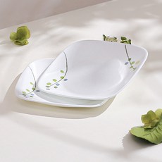 코렐 그린 딜라이트 사각 접시 소, 2개, 단품, 혼합색상