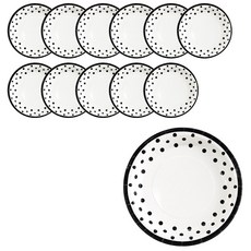 파티쇼 NEW 라인도트 접시, 블랙, 12개