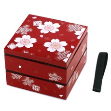 HAKOYA 迷你雙層方形餐盒 12cm, 1個, 櫻花紅