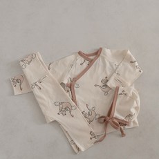 PEEKABOO 嬰幼兒龍格新生兒上下衣 + 帽子套組