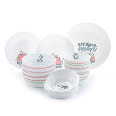 Corelle Brands 康寧餐具 Snoopy露營 韓式4人餐具組 15p, 混合顏色, 공기 4p + 대접 4p + 앞접시 4p + 원형소접시 2p + 원형중접시, 1套