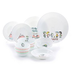 Corelle Brands 康寧餐具 Snoopy露營 韓式 2人份小菜碗組 11件組, 混合顏色, 7種餐具, 1套