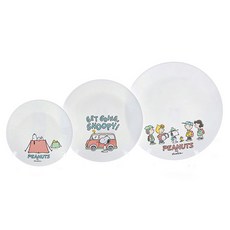 Corelle Brands 康寧餐具 Snoopy露營 圓形盤 3件組, 1套, 小 + 中 + 大, 混合色