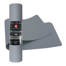 GOMUNARA TPE 瑜珈墊 + 收納綁帶 + 收納袋套裝 加寬款, 煙灰色