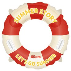 wooriga. Let's Go Summer 附手把幼童圓形游泳圈 60cm, 1個, 紅色 + 條紋