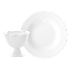 PRELUDE Neobon 甜點碗 + Simple Line 圓形義大利麵碗 2件組, 白色, 甜點碗 + 義大利麵碗, 1套