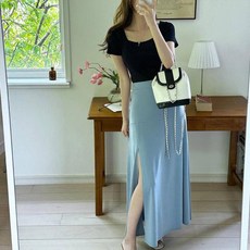 saystyle 女款飄逸感前開衩傘狀長裙