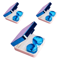 귀여운 여행용 렌즈 케이스, 오션 블루, 3개