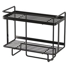 해피이지 무타공 욕실 화장실 변기 수납 다기능 보관 랙, 이층 블랙, 1개