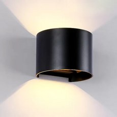 DAYON LED現代室內外雙向光束角度可調鋼環壁燈 暖白光 8W, 黑色