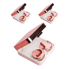 귀여운 여행용 렌즈 케이스, 로즈 골드, 3개