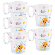 aizoum Baby Shark 兒童水滴手柄水杯, 混色, 5個, 240ml