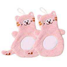 뷰레이터닷컴 링크스 극세사 캐릭터 고리 주방수건, 2개, 핑크