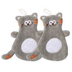 Beaurator Links 超細纖維卡通掛環廚房巾, 2個, 灰色