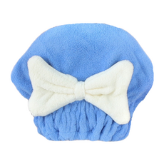 다정다감 극세사 리본 헤어타올, 블루, 1개