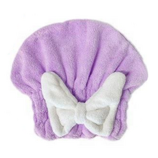 다정다감 극세사 리본 헤어타올, 퍼플, 1개