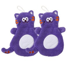 뷰레이터닷컴 링크스 극세사 캐릭터 고리 주방수건, 2개, 퍼플