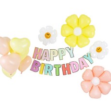 PARTYSHOW 雛菊馬卡龍色氣球生日纖薄組合, 1套, 黃粉色