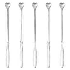 Willive 304不鏽鋼 愛心 長茶匙, 單一顏色, 5個