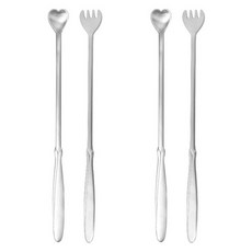 Willive 304不鏽鋼愛心套組, 長柄茶匙 + 長柄茶叉, 2套