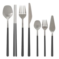 MAISON OBJET Siere Delight 餐具 7 件套, 炭黑色, 1套, 主餐匙 + 筷子 + 主餐叉 + 主餐刀 + 茶匙 + 點心叉 + 奶油刀