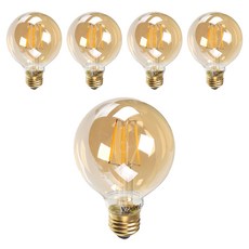 LISHIN Vitson Wonha 愛迪生球型LED燈泡 4W G80 金色, 燈泡色, 5個