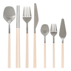 MAISON OBJET Sierre Delight 餐具7件組全套, 象牙白, 1套, 餐匙 + 筷子 + 餐叉 + 餐刀 + 茶匙 + 點心叉 + 奶油刀
