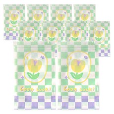 투영디자인 체크 패턴 지퍼백 구디백, 굿럭플라워, 10개