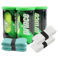 prince Championship網球罐裝 2入*3罐+拍柄布 2種*2入組, 1組, 白色+薄荷