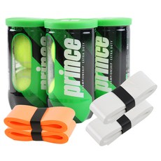 prince Championship網球罐裝 2入*3罐+拍柄布 2種*2入組, 1組, 白色 + 橙色