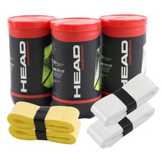 HEAD 海德 冠軍賽網球罐裝球 2入 x 3罐 + 握把布 2種 x 2入 組, 1套, 綠色(網球罐裝球), 白色, 黃色(握把布 )