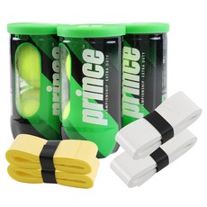 prince Championship網球罐裝 2入*3罐+拍柄布 2種*2入組, 1組, 白+黃