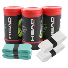 HEAD 海德 冠軍賽網球罐裝球 2入 x 3罐 + 握把布 2種 x 2入, 1套, 綠色 + 白色 + 薄荷綠