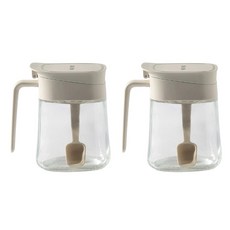 Maxcook 刮勺組 300ml 白色, 湯匙 + 方形玻璃調味罐, 2套