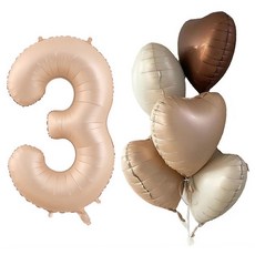 윰스생일파티숫자풍선세트101.6cm 숫자3, 카라멜라떼, 1세트