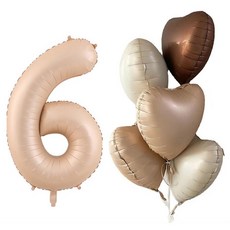 윰스생일파티숫자풍선세트101.6cm 숫자6, 카라멜라떼, 1세트
